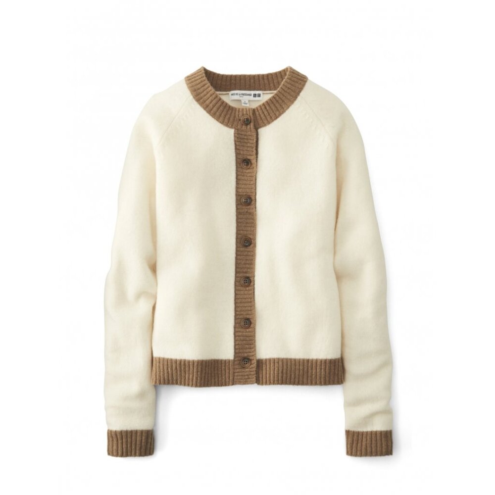 Ines de la Fressange for Uniqlo | White Colorblock Cardigan XS